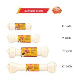 Xương Nơ Da Bò Sữa, Da Bò Tự Nhiên LAPATI Cho Chó Gặm Sạch Răng – Xương Nơ Thắt Nút Sạch Răng, Giảm Cắn Phá